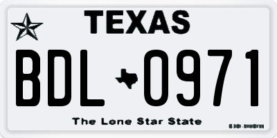 TX license plate BDL0971