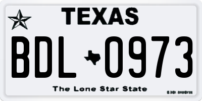 TX license plate BDL0973