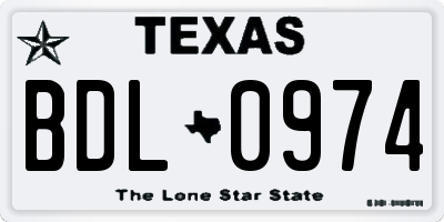 TX license plate BDL0974