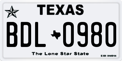 TX license plate BDL0980