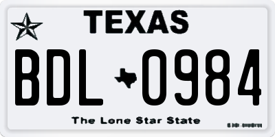 TX license plate BDL0984