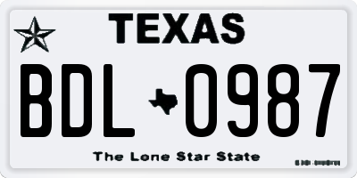 TX license plate BDL0987