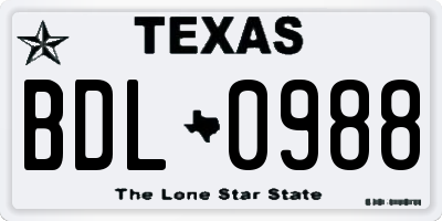 TX license plate BDL0988