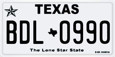 TX license plate BDL0990