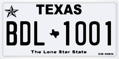 TX license plate BDL1001