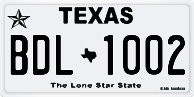 TX license plate BDL1002