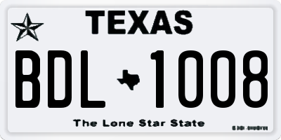 TX license plate BDL1008