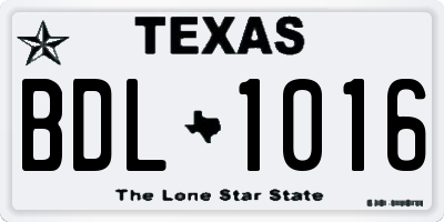 TX license plate BDL1016