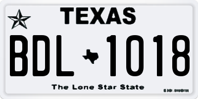 TX license plate BDL1018