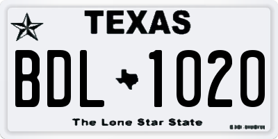 TX license plate BDL1020