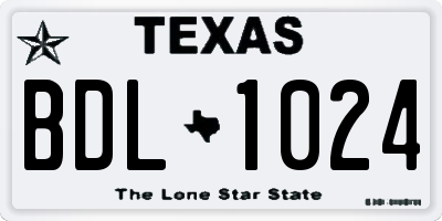 TX license plate BDL1024