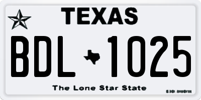 TX license plate BDL1025