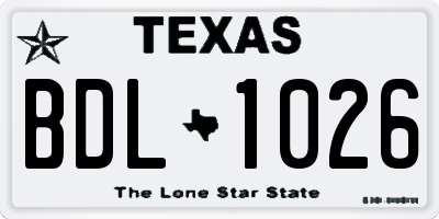 TX license plate BDL1026