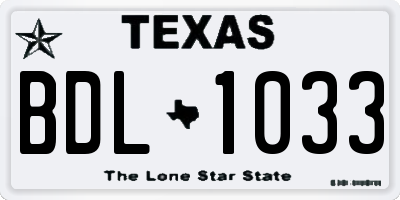 TX license plate BDL1033