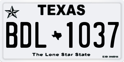 TX license plate BDL1037