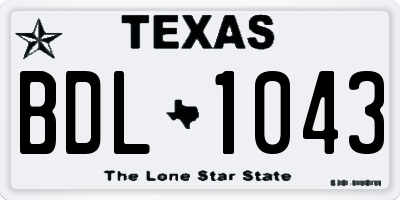 TX license plate BDL1043