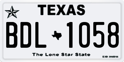 TX license plate BDL1058