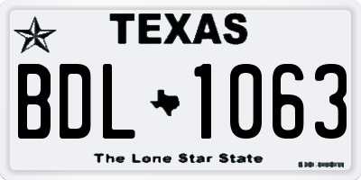 TX license plate BDL1063