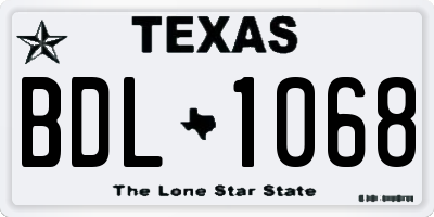 TX license plate BDL1068