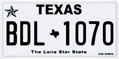 TX license plate BDL1070