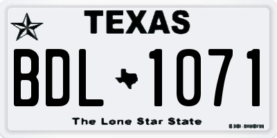 TX license plate BDL1071