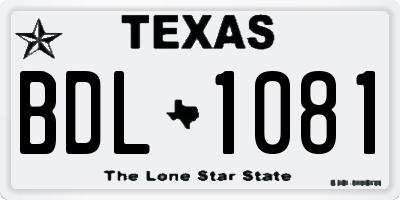 TX license plate BDL1081