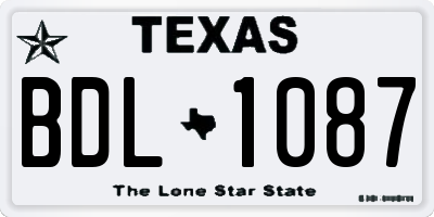 TX license plate BDL1087