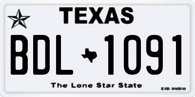 TX license plate BDL1091