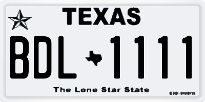 TX license plate BDL1111