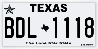 TX license plate BDL1118