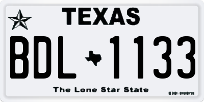 TX license plate BDL1133
