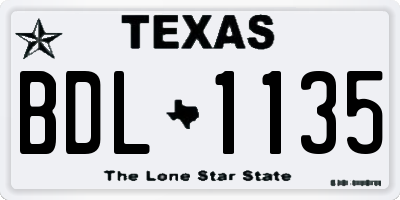 TX license plate BDL1135