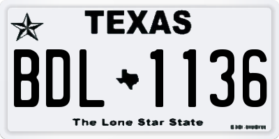 TX license plate BDL1136
