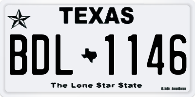 TX license plate BDL1146