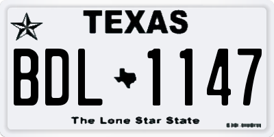 TX license plate BDL1147