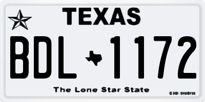 TX license plate BDL1172