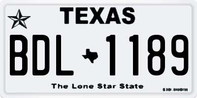 TX license plate BDL1189