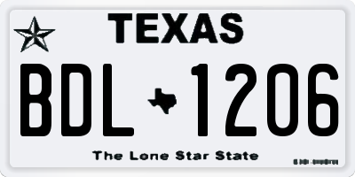 TX license plate BDL1206