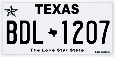 TX license plate BDL1207