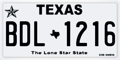 TX license plate BDL1216