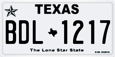 TX license plate BDL1217