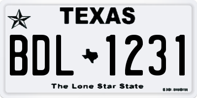 TX license plate BDL1231