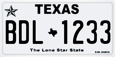 TX license plate BDL1233