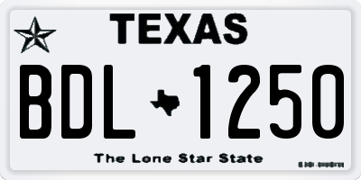 TX license plate BDL1250