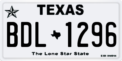 TX license plate BDL1296