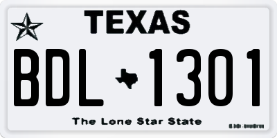 TX license plate BDL1301