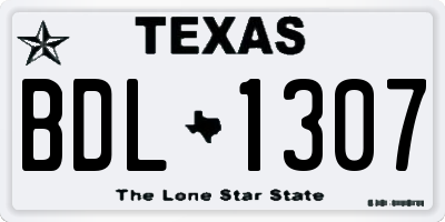 TX license plate BDL1307