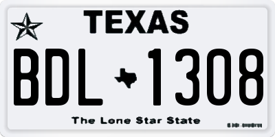 TX license plate BDL1308