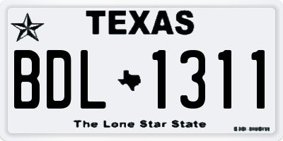 TX license plate BDL1311