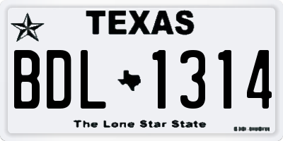 TX license plate BDL1314